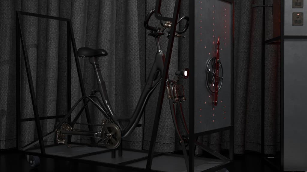 Render 3D del modulo bicicletta della macchina scrivente