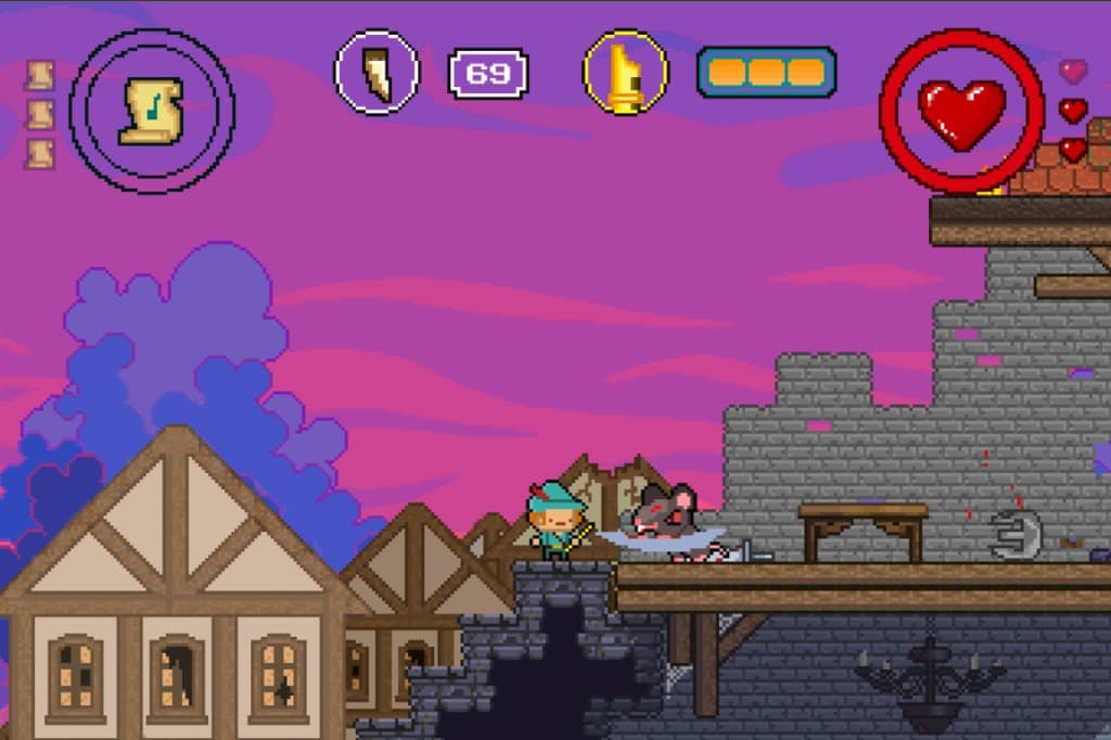 Gameplay: sezione della casa/forgia con UI e personaggi