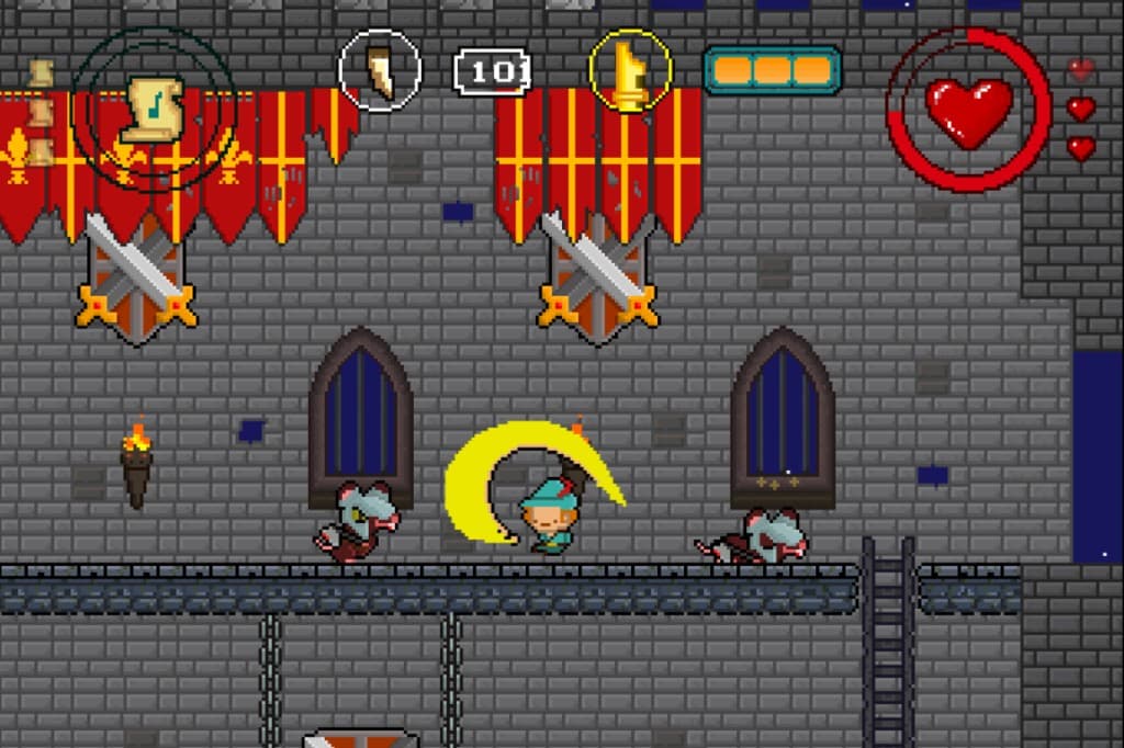 Gameplay: scena in città con topi e UI