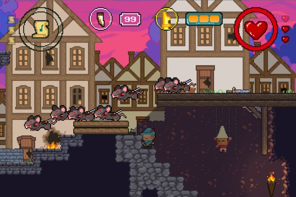 Gameplay: inseguimento dei topi tra case e sotterranei